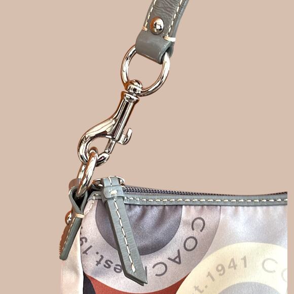 COACH Madison Sateen Snaphead Multicolor Handbag Wristlet Leather Strap F44136 - Picture 4 of 8